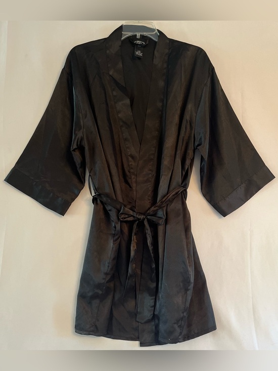 La Vie En Rose Other - La Vie En Rose Black Satin Kimono Robe | Minimalist Chic Loungewear